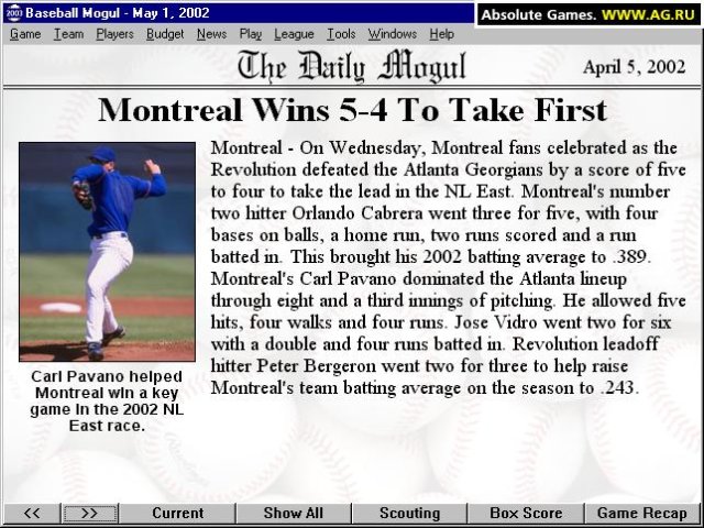 Baseball Mogul 2003 screenshot