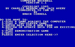 Computer Baseball screenshot