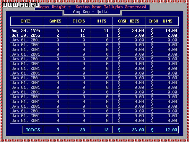 Vegas Knight's New Kasino Keno screenshot