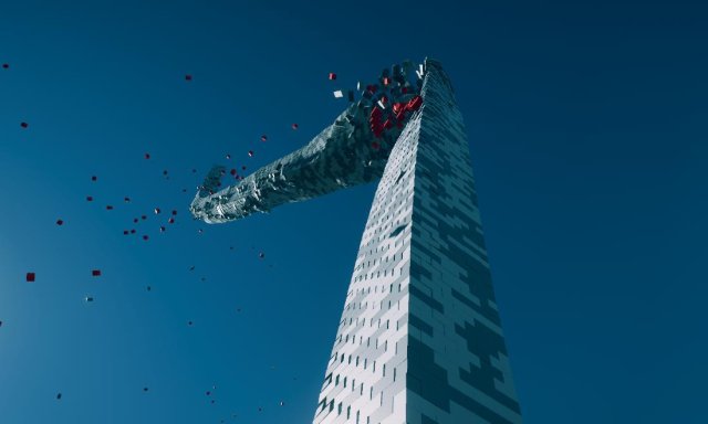 Throw Cubes into Brick Towers To Collapse Them screenshot