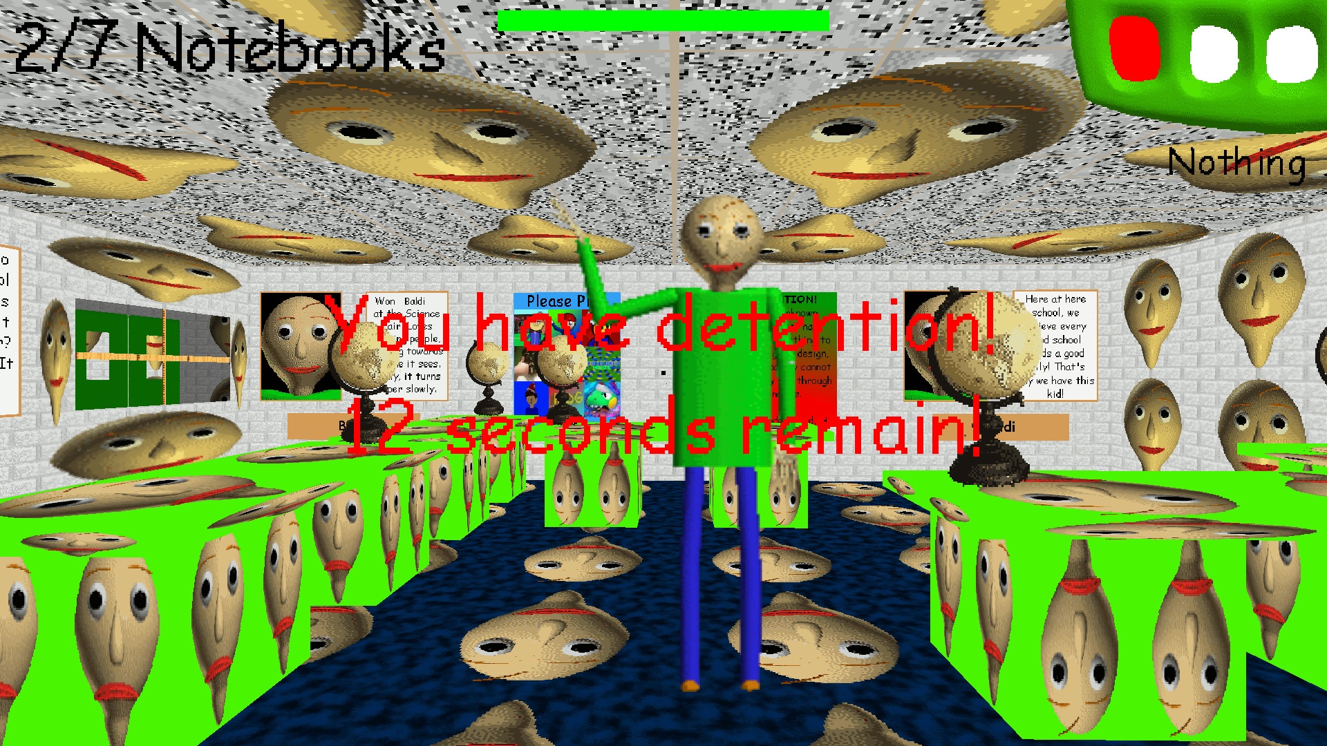 Baldi screenshot. Baldi Laboratory. Baldi want Fruit Gummy.